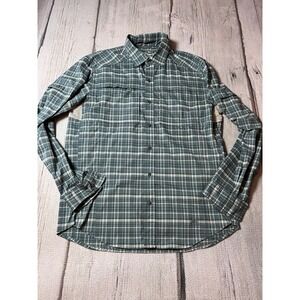 REI Button Up Shirt Mens Medium Blue Plaid Ventilated Hiking Long Sleeve